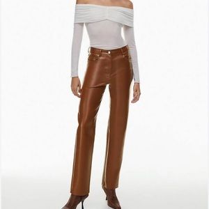 Aritzia NWT Wilfred Melina Cognac Leather Pants - Size 8 Tall